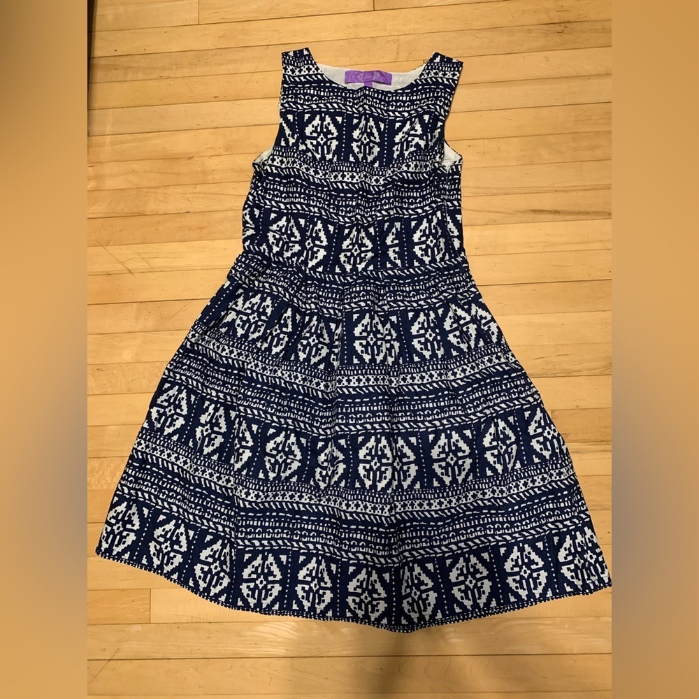 100% cotton Jolie Blue Patterned pleated summer Dress